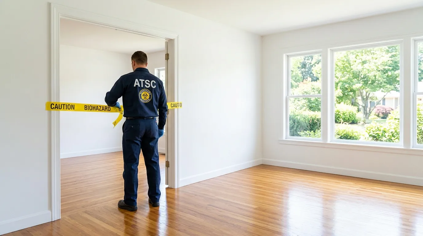 Certified biohazard cleanup crew performing Decomposition Cleanup in Lancaster